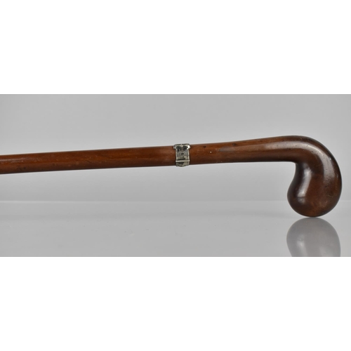 167 - A Late 19th/Early 20th Century Sunday Morning Golf Stick with White Metal Collar in the Form of a Be... 