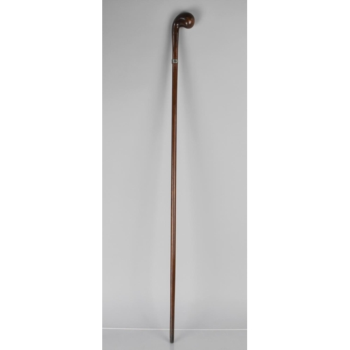 167 - A Late 19th/Early 20th Century Sunday Morning Golf Stick with White Metal Collar in the Form of a Be... 