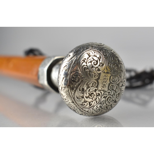 169 - A Malacca Walking Cane with White Metal (Probably Silver) Top Engraved, Monogrammed and Inscribed 'W... 