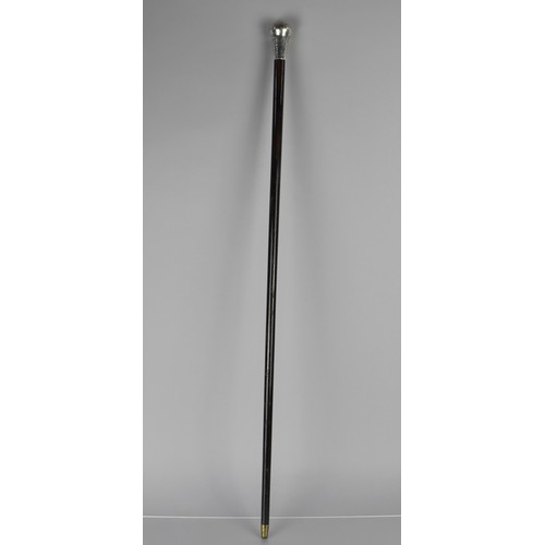 170 - An Ebonized Silver Topped Walking Cane, London 1921, 87cms Long, Impact Damage to Silver Top