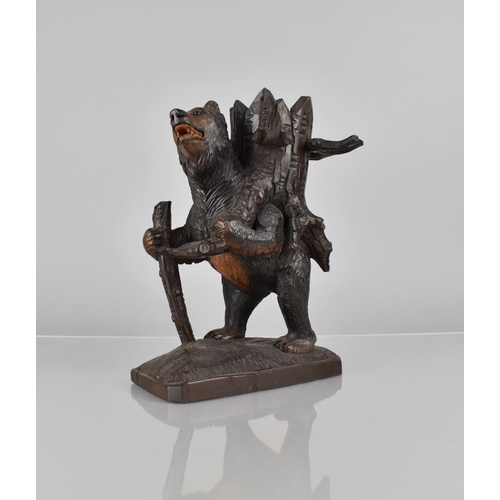 63 - A 19th Century Carved Oak Black Forest Novelty Pipe Rest in the Form of Bear with Hollow Tree Trunk ... 