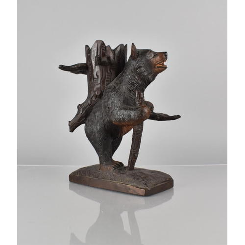 63 - A 19th Century Carved Oak Black Forest Novelty Pipe Rest in the Form of Bear with Hollow Tree Trunk ... 