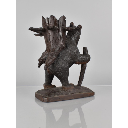 63 - A 19th Century Carved Oak Black Forest Novelty Pipe Rest in the Form of Bear with Hollow Tree Trunk ... 