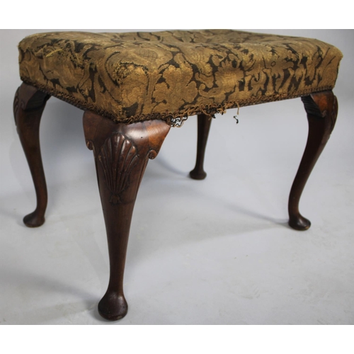 200 - A 19th Century Tapestry Upholstered Dressing Table Stool on Cabriole Supports with Shell Carved Deco... 