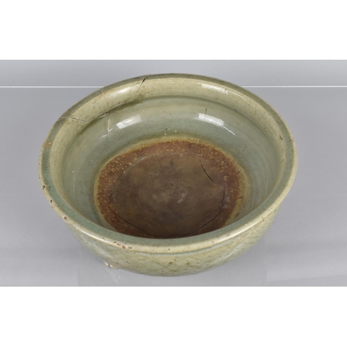 337 - An Early  and Large Chinese Celadon Tripod Censer with Incised Decorated Exterior and Inner Bowl rev... 