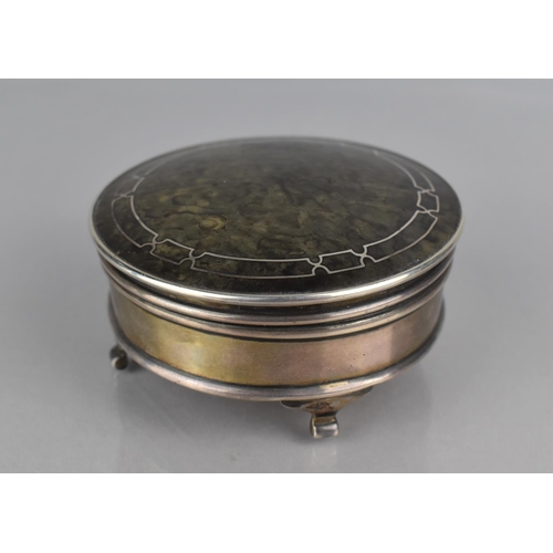 238 - A Silver and Tortoiseshell Circular Jewellery Box with Hinged Lid to Padded Interior by Walker and H... 