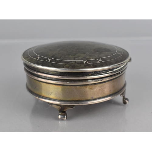 238 - A Silver and Tortoiseshell Circular Jewellery Box with Hinged Lid to Padded Interior by Walker and H... 