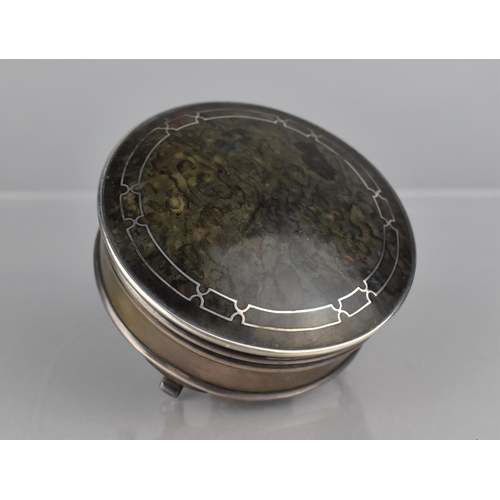 238 - A Silver and Tortoiseshell Circular Jewellery Box with Hinged Lid to Padded Interior by Walker and H... 