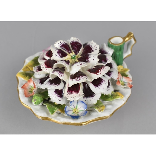 87 - A 18th/19th Century Novelty Desk Top Inkwell in the Form of a Pedestal Dish with Encrusted Flower To... 