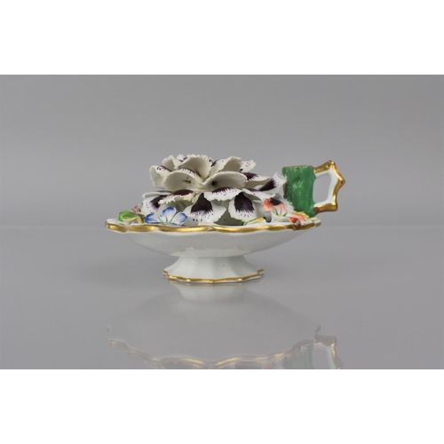 87 - A 18th/19th Century Novelty Desk Top Inkwell in the Form of a Pedestal Dish with Encrusted Flower To... 