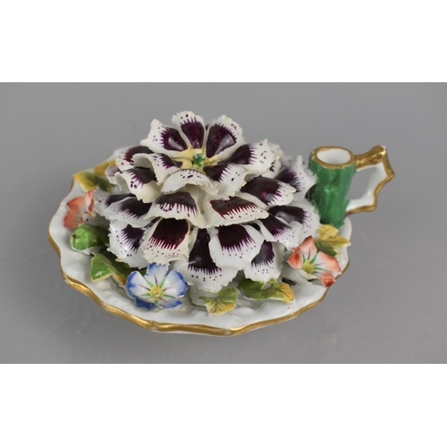 87 - A 18th/19th Century Novelty Desk Top Inkwell in the Form of a Pedestal Dish with Encrusted Flower To... 