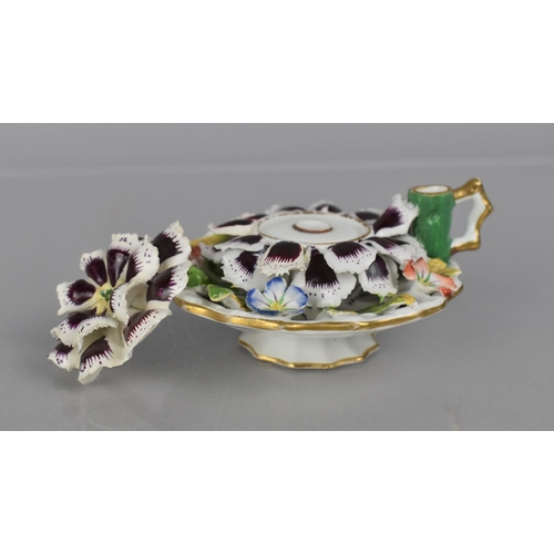 87 - A 18th/19th Century Novelty Desk Top Inkwell in the Form of a Pedestal Dish with Encrusted Flower To... 