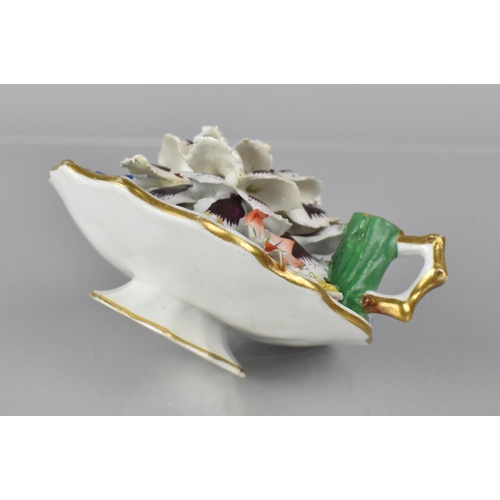 87 - A 18th/19th Century Novelty Desk Top Inkwell in the Form of a Pedestal Dish with Encrusted Flower To... 