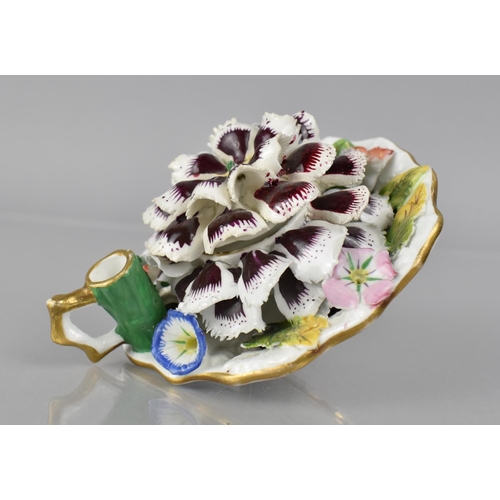 87 - A 18th/19th Century Novelty Desk Top Inkwell in the Form of a Pedestal Dish with Encrusted Flower To... 