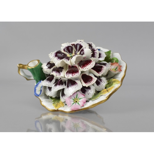 87 - A 18th/19th Century Novelty Desk Top Inkwell in the Form of a Pedestal Dish with Encrusted Flower To... 