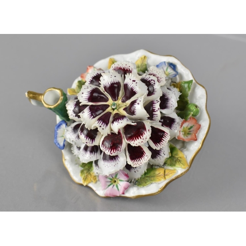 87 - A 18th/19th Century Novelty Desk Top Inkwell in the Form of a Pedestal Dish with Encrusted Flower To... 