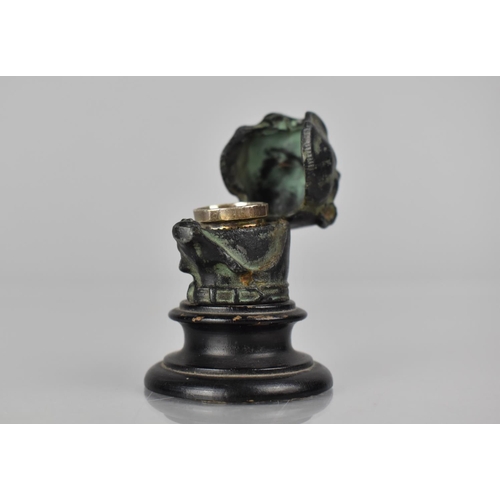 88 - A Victorian Novelty Patinated Metal Thimble Case in the Form of an English Bulldog with Glass Eyes S... 