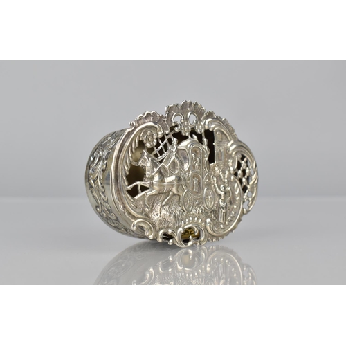 251 - An Edward VII Silver Pill Box by William Comyns and Sons, London Hallmark, 1903, The Boc of Oval For... 