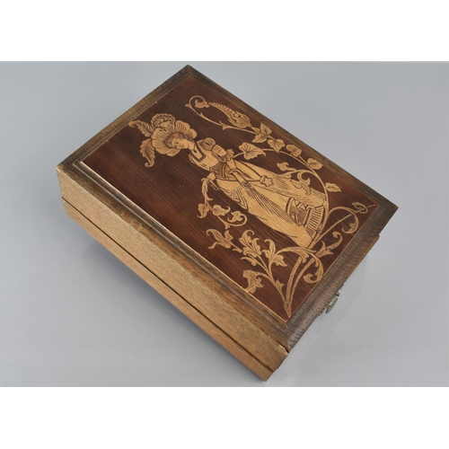 243 - A Continental Silver and Gilt Christening Set in Wooden Presentation Box with Decorated Hinged Lid, ... 