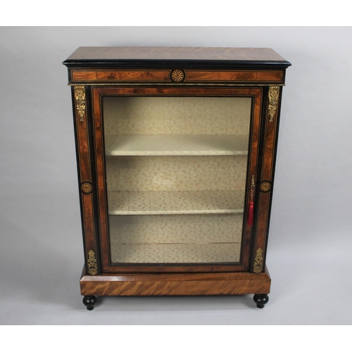 108 - An Inlaid and Ebonised French Style Glazed Pier Cabinet, 79cm wide