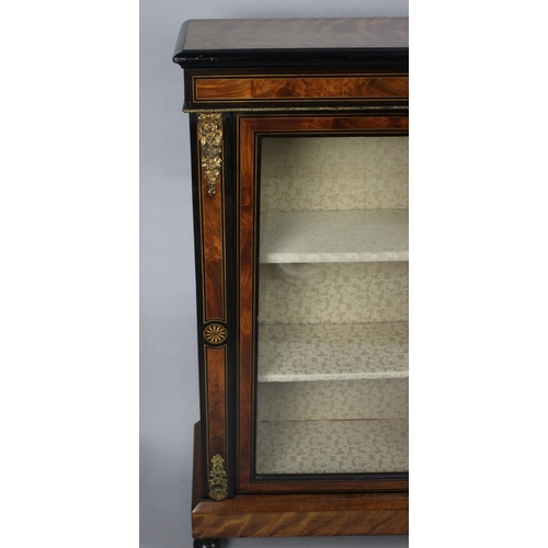 108 - An Inlaid and Ebonised French Style Glazed Pier Cabinet, 79cm wide