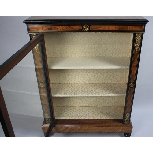 108 - An Inlaid and Ebonised French Style Glazed Pier Cabinet, 79cm wide