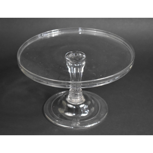 260 - A Georgian Glass Tazza with Circular Lipped Rim, Wrythen Stem upon Domed Circular Foor, 28cms Diamet... 