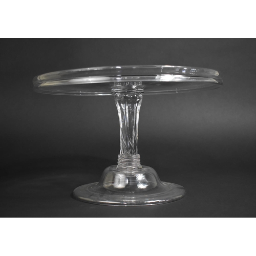 260 - A Georgian Glass Tazza with Circular Lipped Rim, Wrythen Stem upon Domed Circular Foor, 28cms Diamet... 