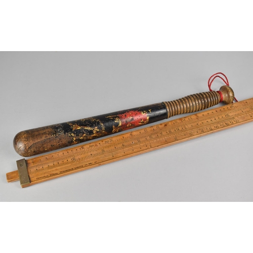 110 - A Victorian Painted Wooden Police Truncheon, Decorated in Polychrome with VR Cypher and 'Police' in ... 