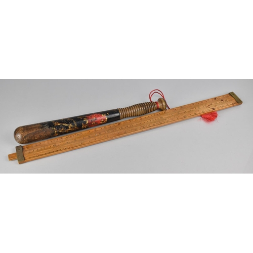 110 - A Victorian Painted Wooden Police Truncheon, Decorated in Polychrome with VR Cypher and 'Police' in ... 