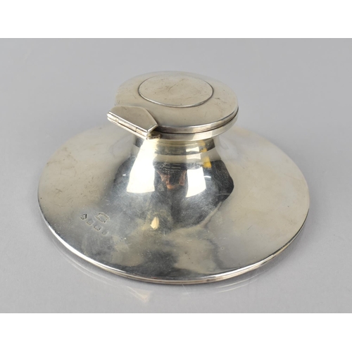 245 - An Edward VII Capstan Inkwell by Asprey and Co, London Hallmark, Complete with Glass Liner, 12cms Di... 