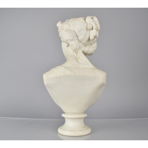 267 - A Late Victorian Copeland Parian Ware Bust of Music After L A Malempre on Socle, 33cms High