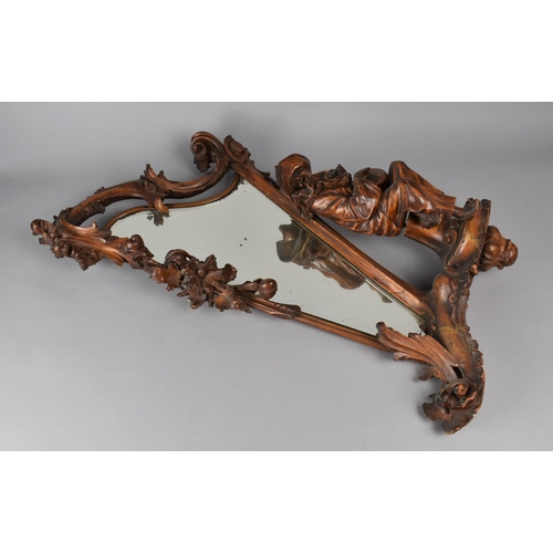 471 - An Unusual and Good Quality Carved Walnut Italian Figural Mirror in the Form of a Harp with Seated P... 