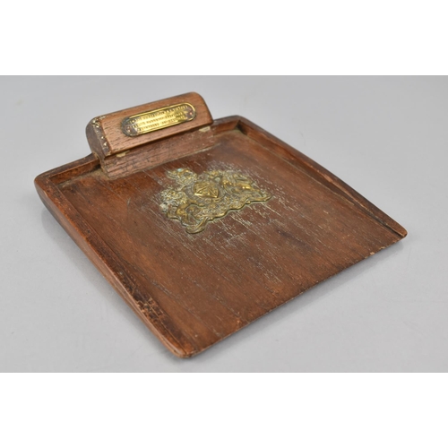 127 - A Desktop Brush Tray Made From the Teak of HMS Victorian with Plaque Inscribed 