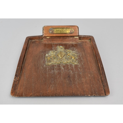 127 - A Desktop Brush Tray Made From the Teak of HMS Victorian with Plaque Inscribed 