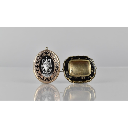 309 - Two Victorian Yellow Metal 'In Memory Of' Mourning Items, Brooch and Locket, Both Featuring Designs ... 