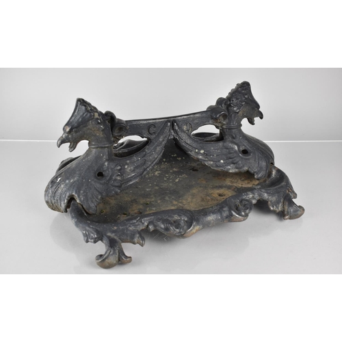 190 - A Cast Iron Boot Scraper in the Form of Winged Griffin on Scrolled Rectangular Base, Possibly Coalbr... 