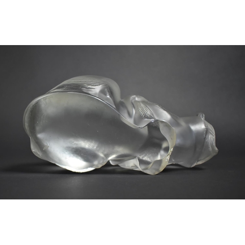 263 - A Large Lalique Frosted Glass Cat, Signed, Condition: Not Perfect with Nibbles, 24cms Long