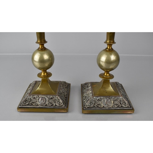 256 - A Pair of 19th Century Grand Tour Style Epergnes having Cut Plain Glass Trumpets Housed on Plated Ba... 