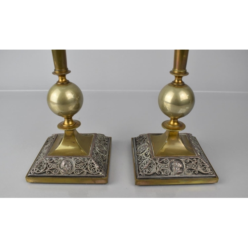 256 - A Pair of 19th Century Grand Tour Style Epergnes having Cut Plain Glass Trumpets Housed on Plated Ba... 