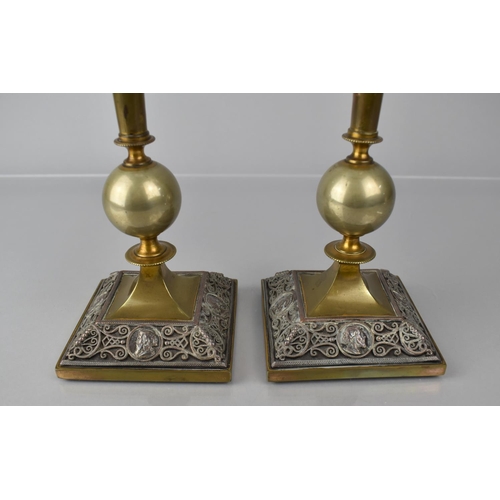 256 - A Pair of 19th Century Grand Tour Style Epergnes having Cut Plain Glass Trumpets Housed on Plated Ba... 