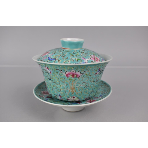 331 - A Chinese, Possibly Nyonya Straits, Porcelain Bowl, Cover and Saucer decorated with Floral Scrolls, ... 