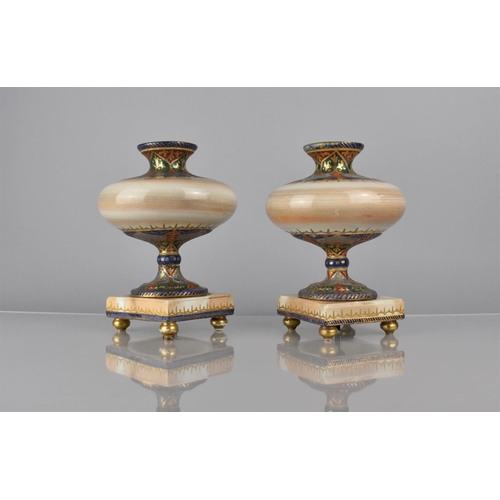 264 - A Pair of Royal Bonn Cashmir Marmor Vases of Compressed Form, Printed and Impressed Marks to Base, 2... 