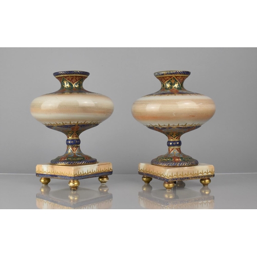 264 - A Pair of Royal Bonn Cashmir Marmor Vases of Compressed Form, Printed and Impressed Marks to Base, 2... 