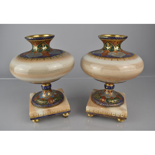 264 - A Pair of Royal Bonn Cashmir Marmor Vases of Compressed Form, Printed and Impressed Marks to Base, 2... 