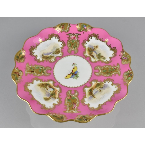 270 - A Late 19th Century Porcelain Tazza/Comport with Hand Painted Cartouches to Include Central Butterfl... 