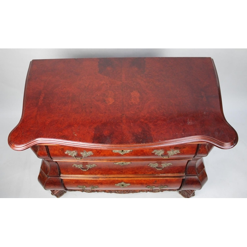 480 - A Reproduction French Three Drawer Bombe Style Commode Chest, Carved Claw Feet