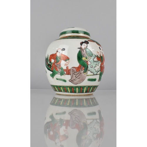 340 - A 19th/20th Century Chinese Ginger Jar and Cover decorated with Figures in the Famille Verte Palette... 