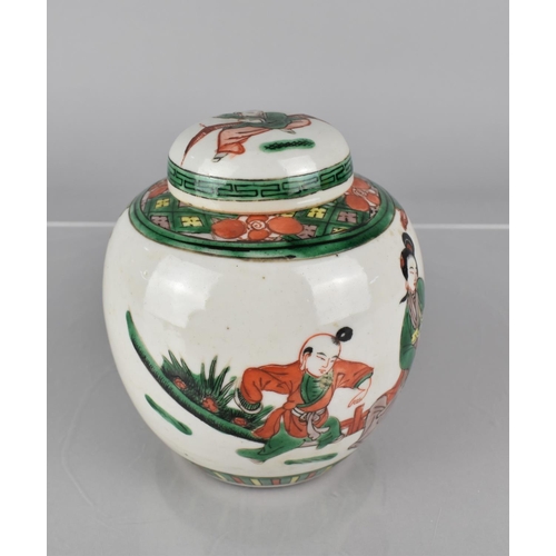 340 - A 19th/20th Century Chinese Ginger Jar and Cover decorated with Figures in the Famille Verte Palette... 