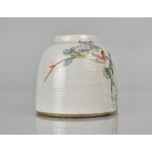 348 - A 19th/20th Century Chinese Porcelain Ink/Water Brush Pot decorated in the Famille Rose Palette with... 